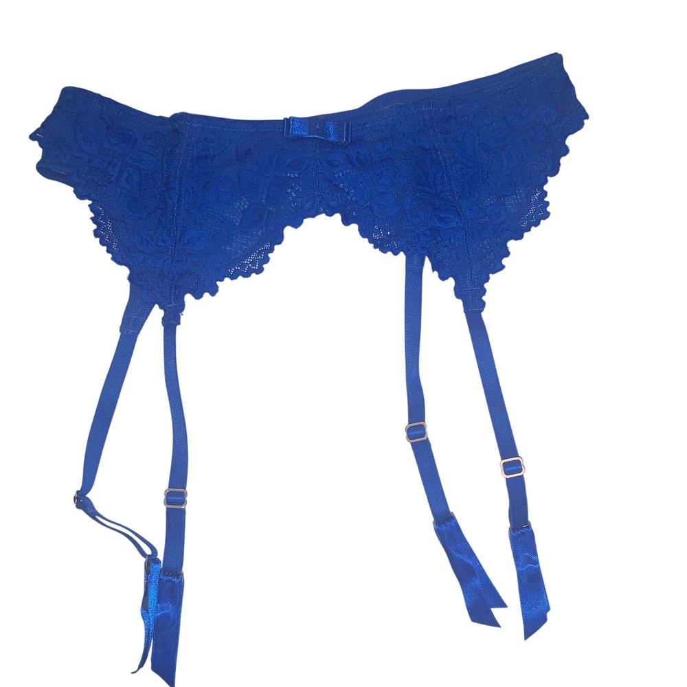 Fredericks of Hollywood Jessica Lace Garter Belt Blue Floral Lace S/M